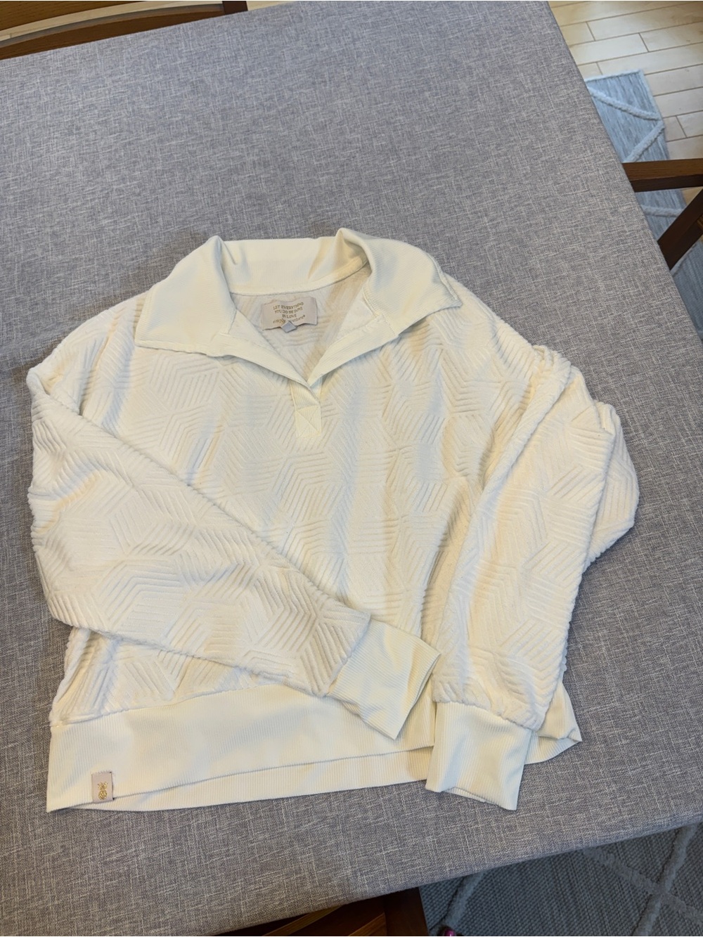 Simply Southern Cream V-Neck Textured Pullover Sweater